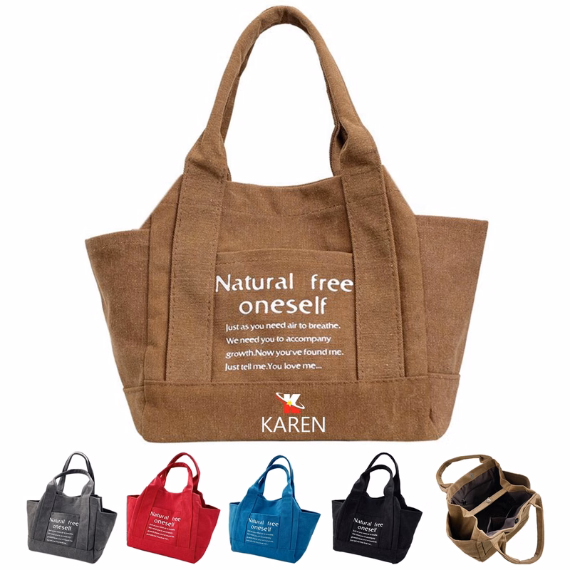 Women'S Canvas Tote Purses Multi-Pocket Handbags