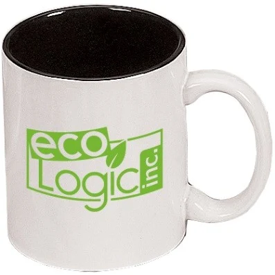 11 oz. Black In / White Out Two Toned C Handle Mug 1