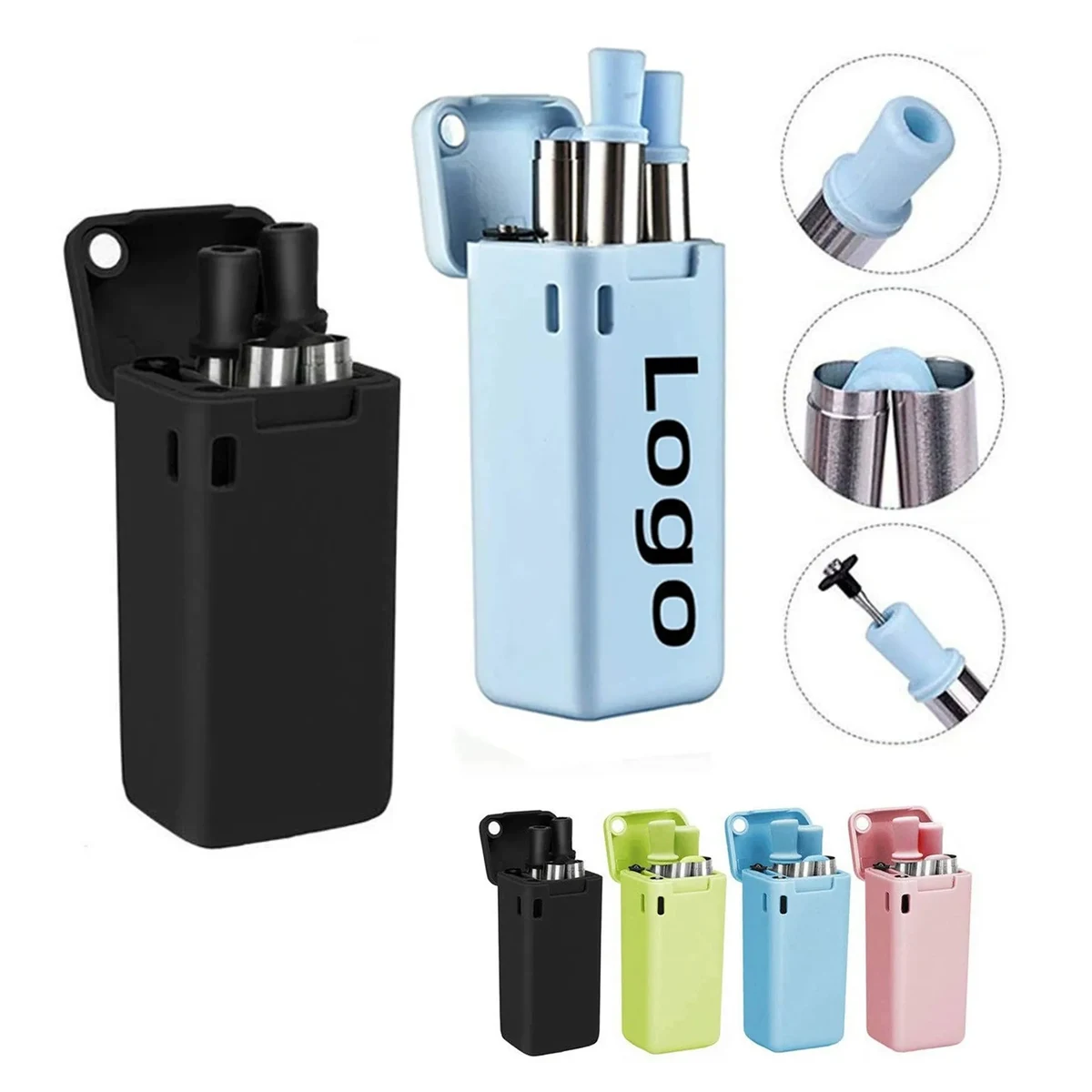 Foldable Stainless Steel Straw Set 1