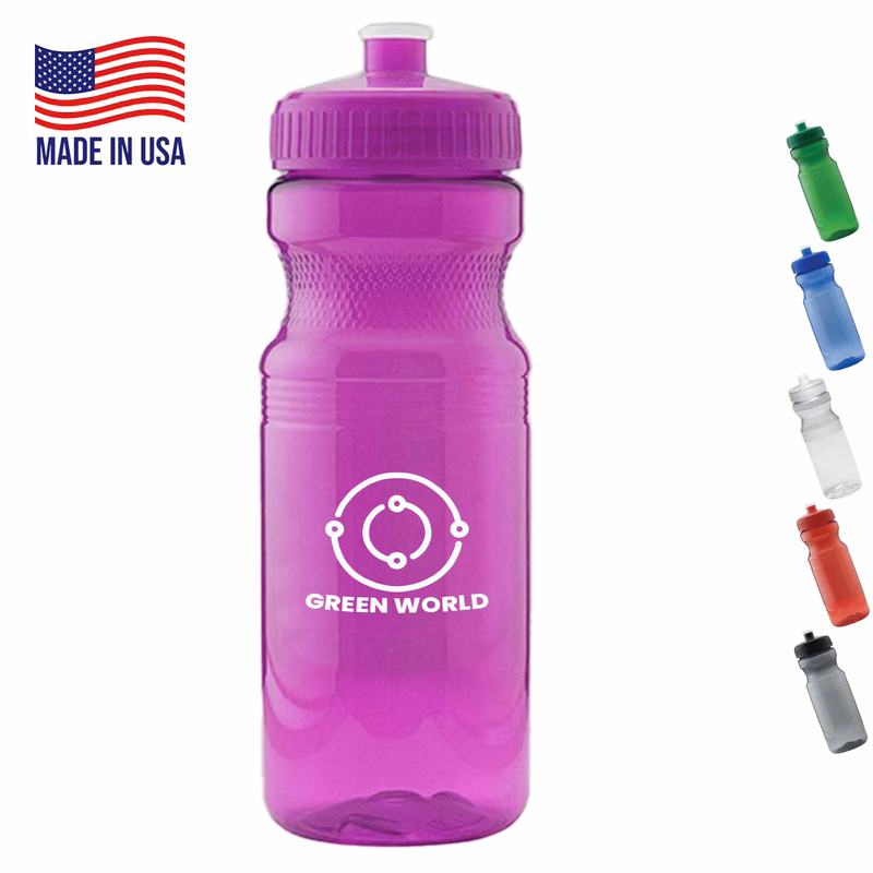 Colored Translucent USA made Bike Bottle 24 oz push spout
