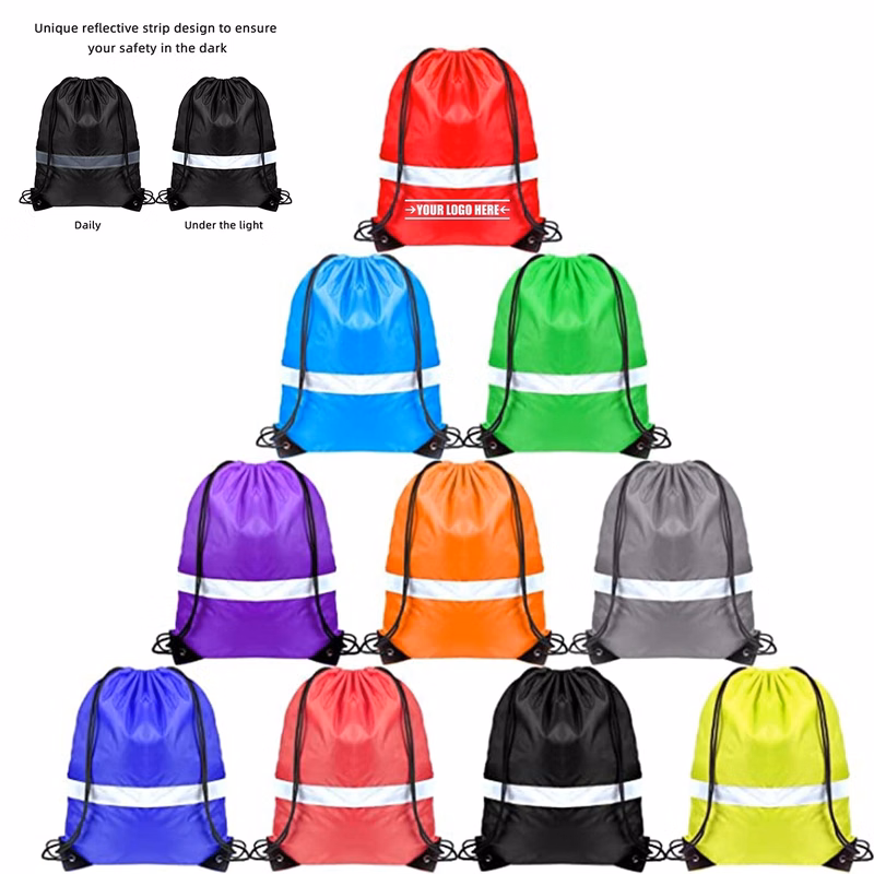 Bulk Reflective Drawstring String Backpack Bags