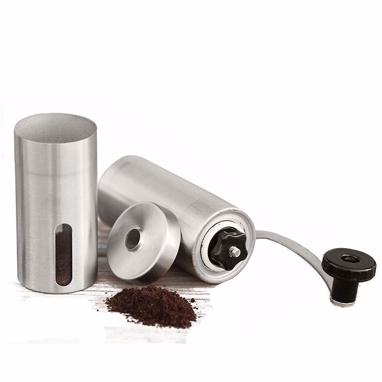 Stainless steel hand-cranked coffee grinder