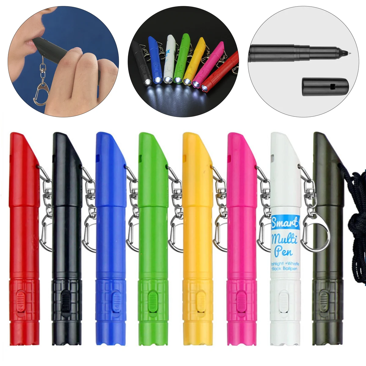 Survival Whistle LED Light Lanyard Pen 1