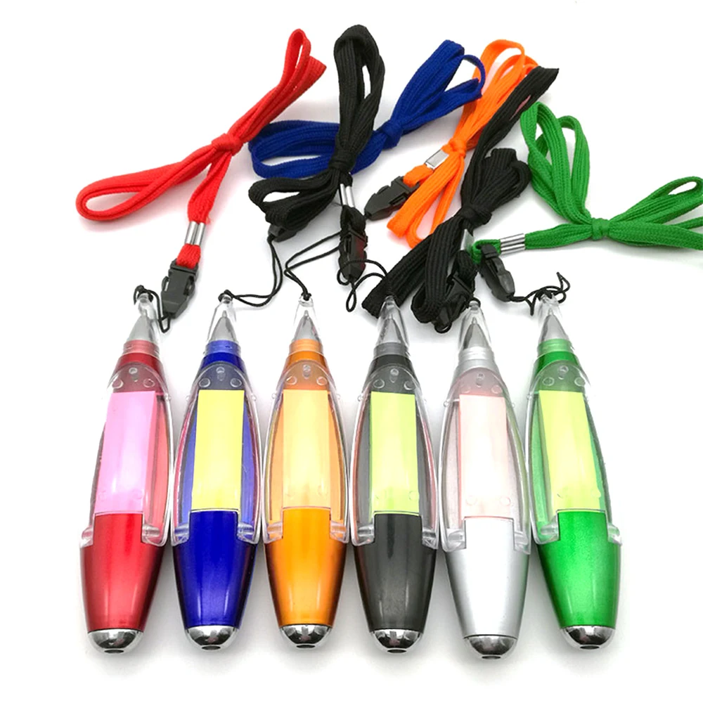 LED multifuncitional sticky note 1.0mm ballpoint pen with lanyard 1