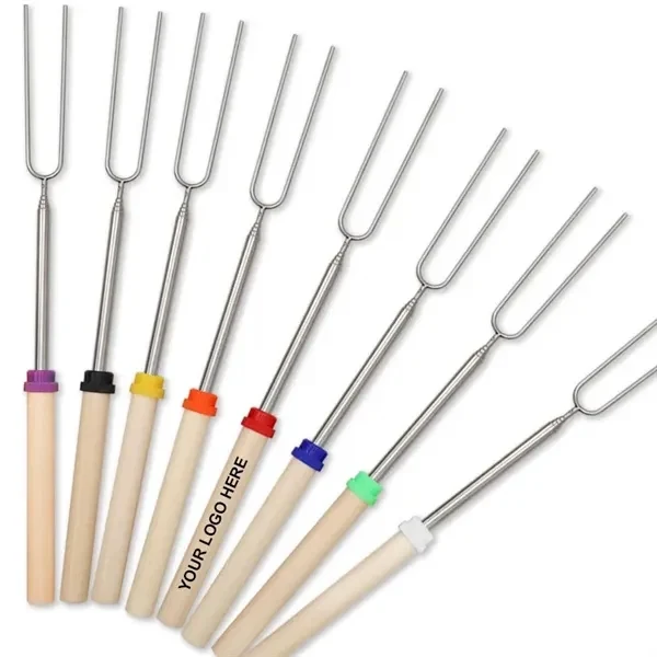Custom Stainless Steel Retractable Roasting Sticks — Telescopic BBQ Outdoor Tool 1