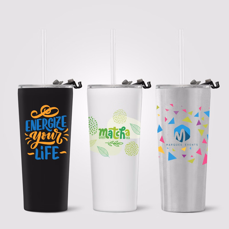 Excalibur - 21 oz. Double-Wall Stainless Tumbler with Straw