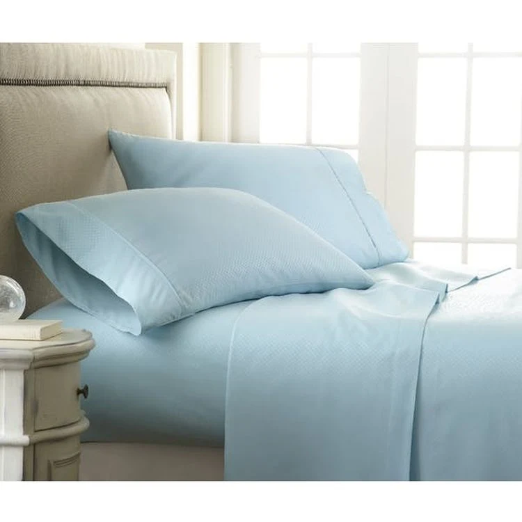 Premium Embossed Sheet Sets - Aqua Checker Design Full 4 Piece 1