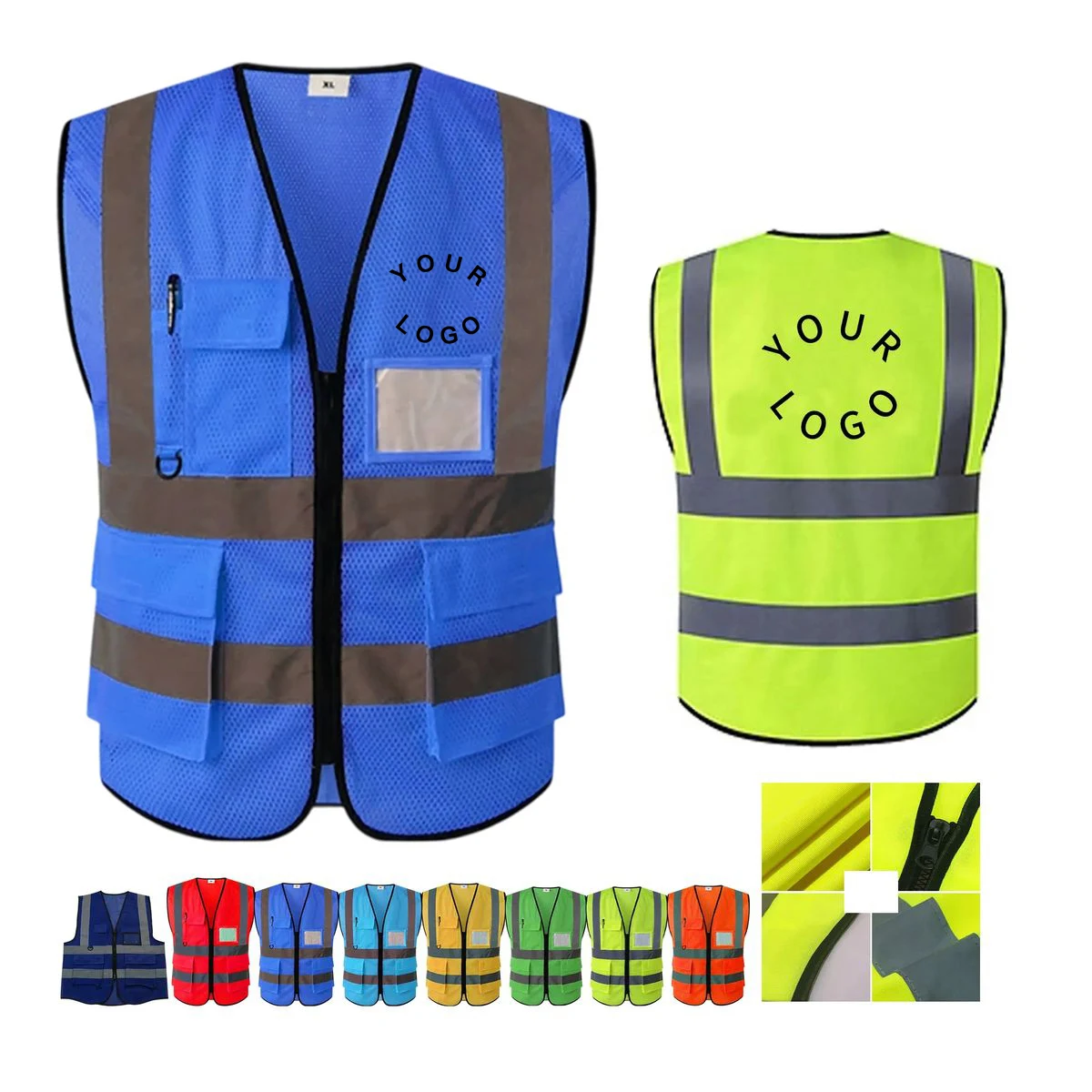 Fluorescent Safety Vest with Reflective Strips 1