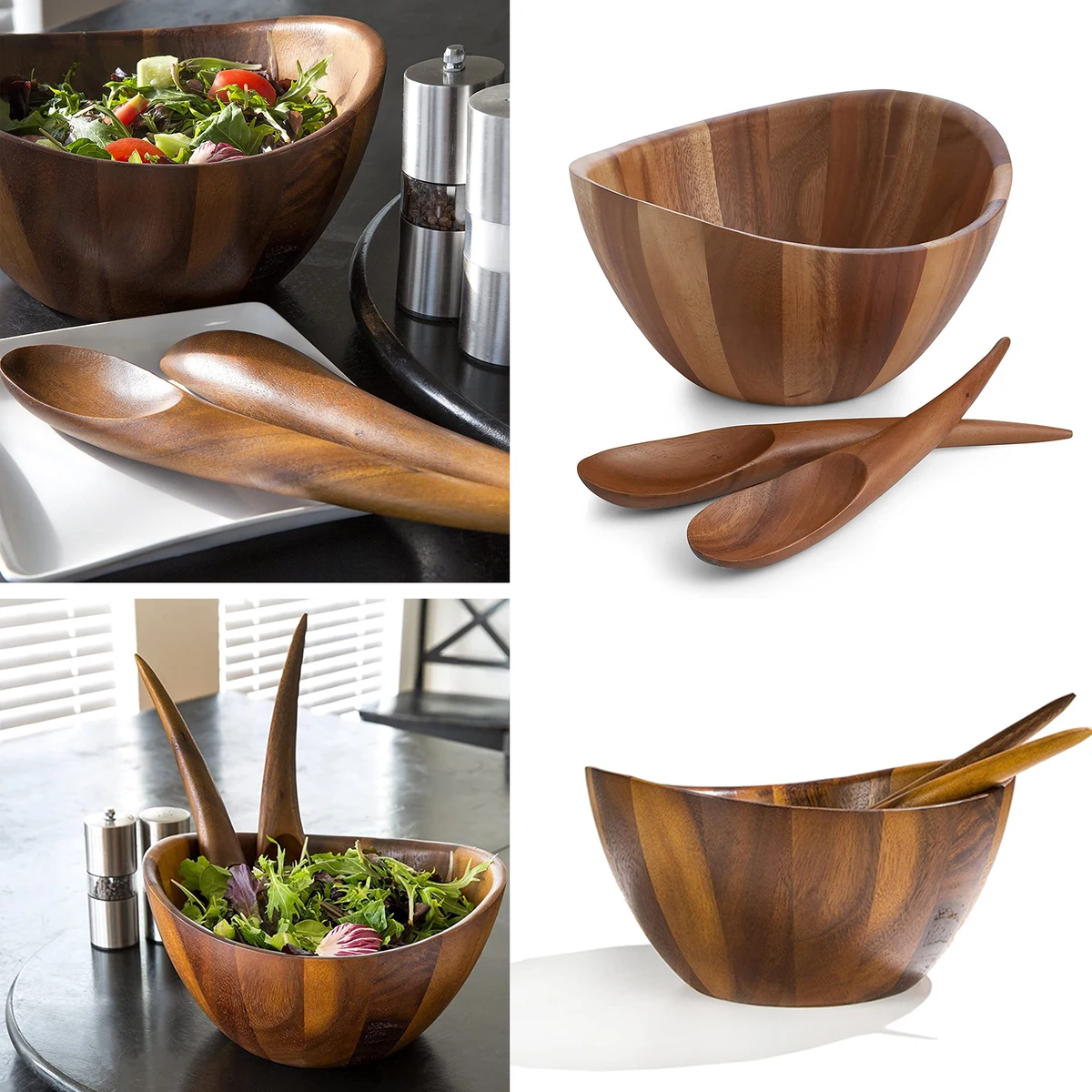 Gourmet Harmony 3 Piece Wooden Salad Bowl Set 1