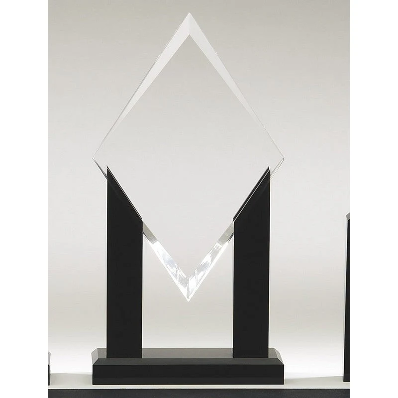 Acrylic diamond on black stand, 10" 1