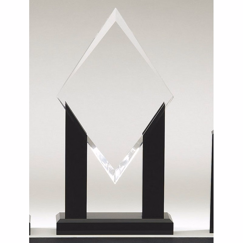 Acrylic diamond on black stand, 10"