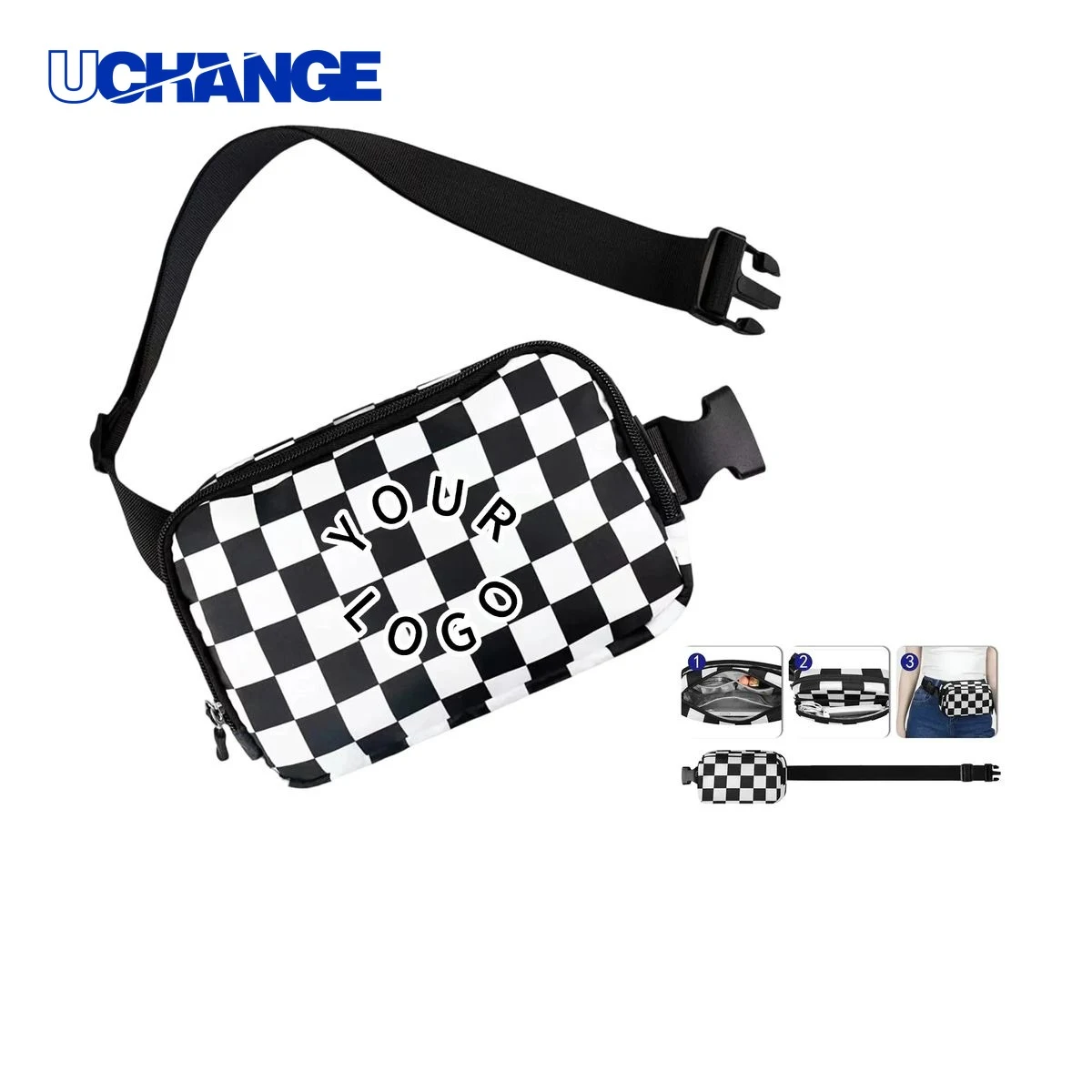 Oxford Belt Bag Organizer with Zippered Pockets 1