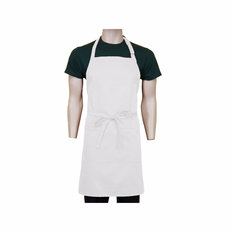24 in. x 33 in. Spun-Polyester Adjustable Bib Apron With Pockets (Blank)