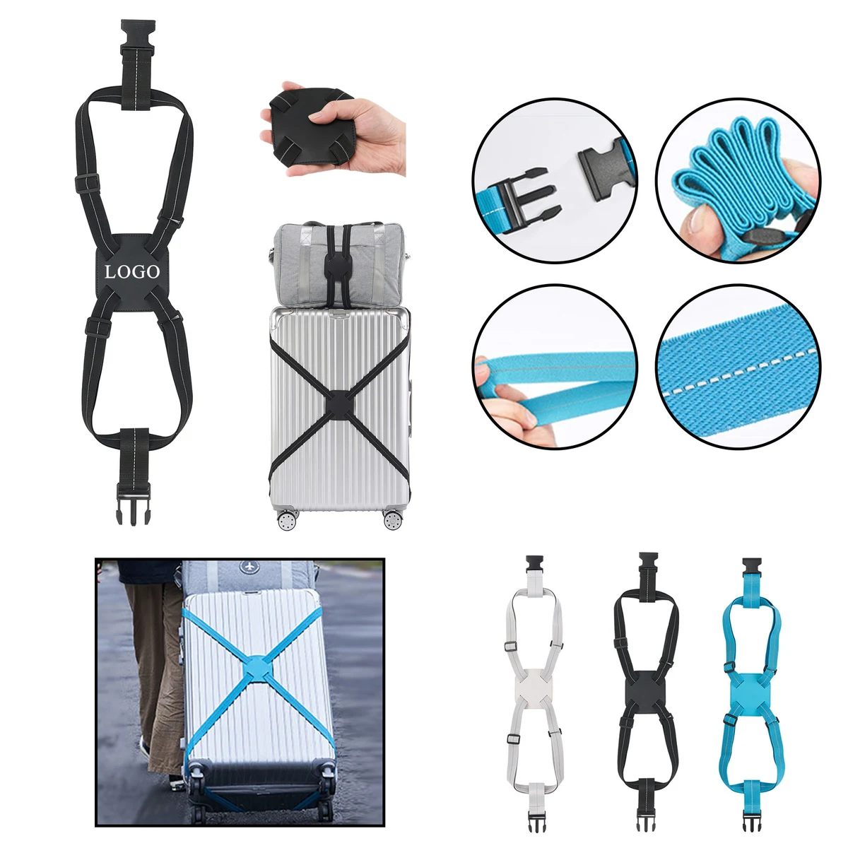 Adjustable Luggage Strap Belt With Reflective Tape 1