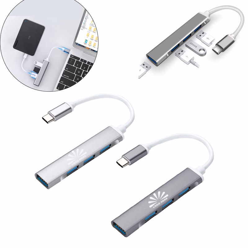 Extender Dock Adapter Type-C to 4-Port USB 3.0 Hub Aluminum
