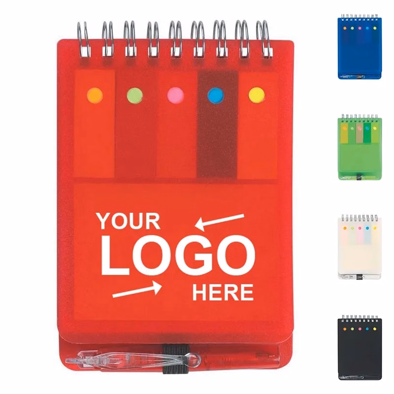 Spiral Bound Sticky Note Pad With Pen