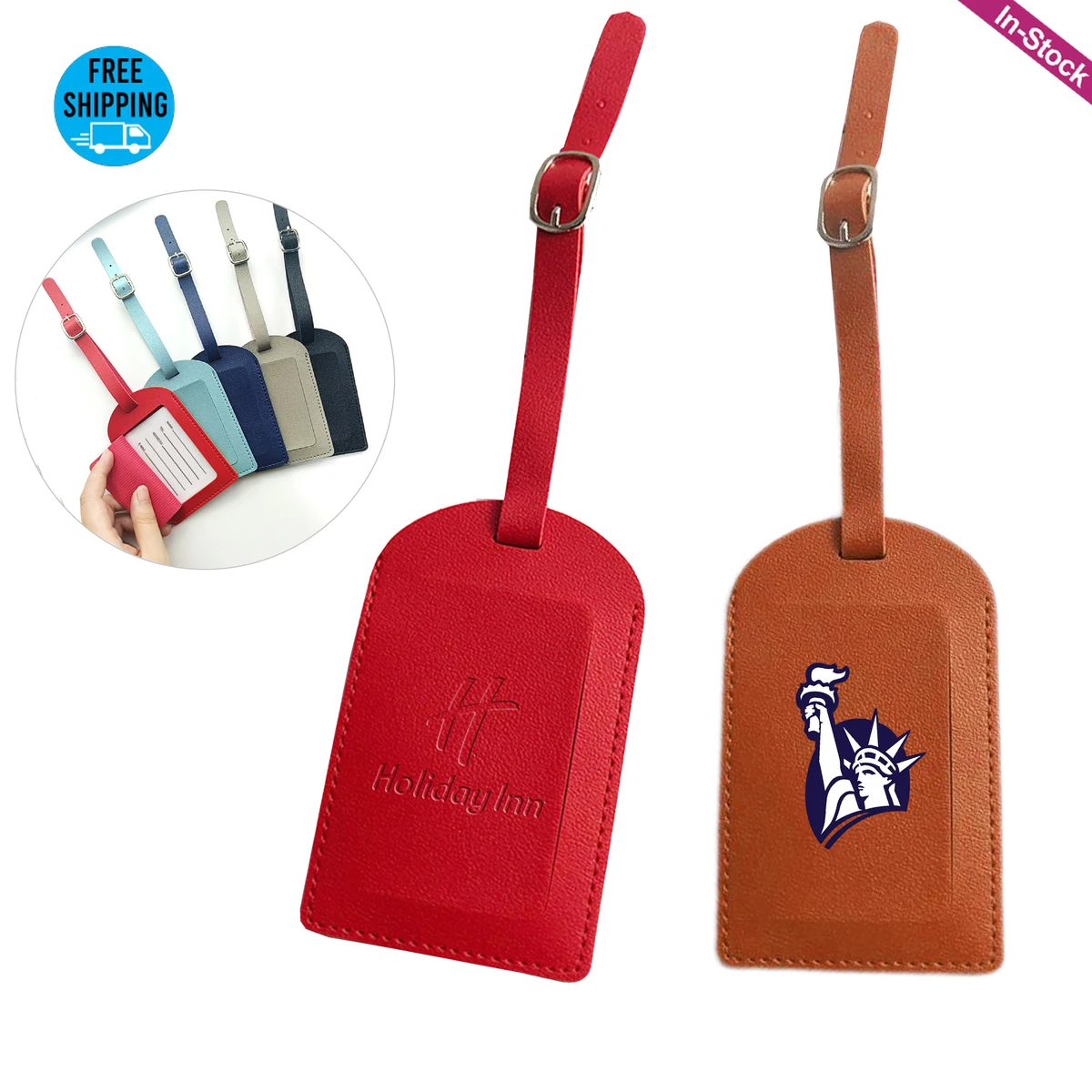 Vegan Leather Flip Open Luggage Tag 1