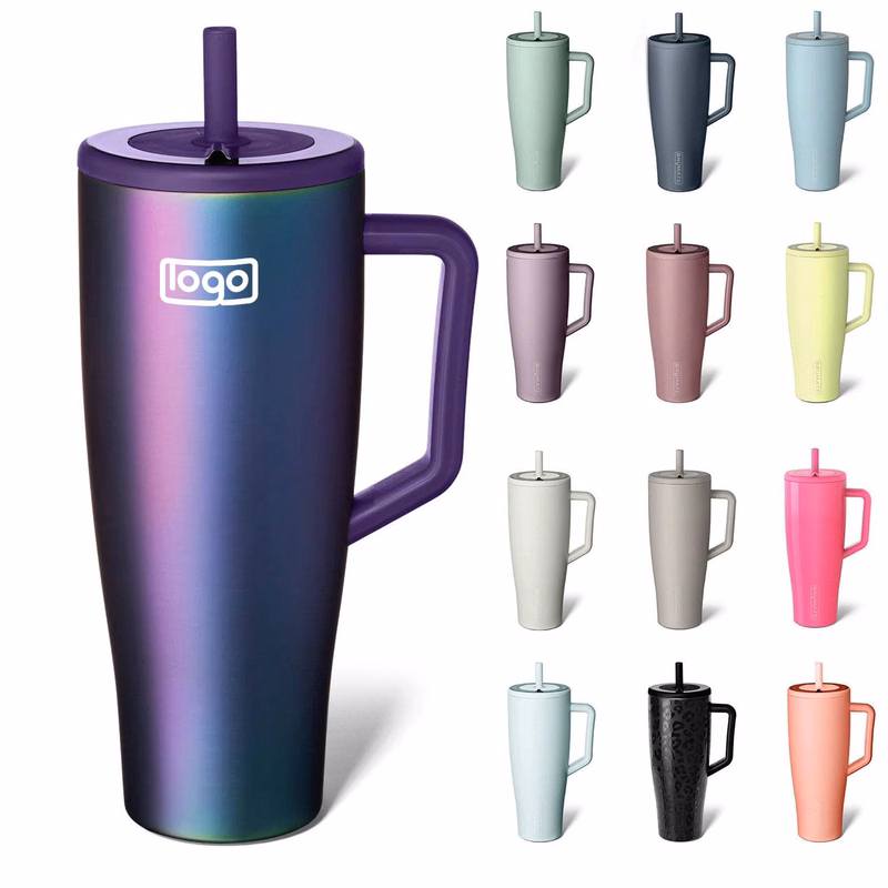 30&40 OZ Stainless Steel Tumbler Cup w/ Handle and Straw