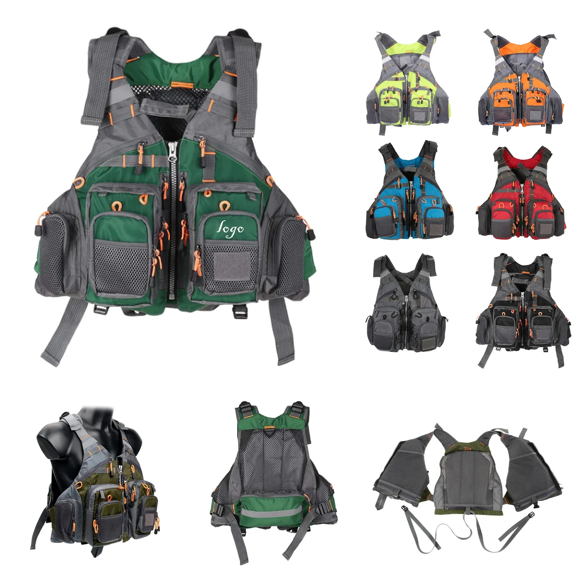 MOQ10 Adjustable Multi-Pocket Flotation Life Vest 1