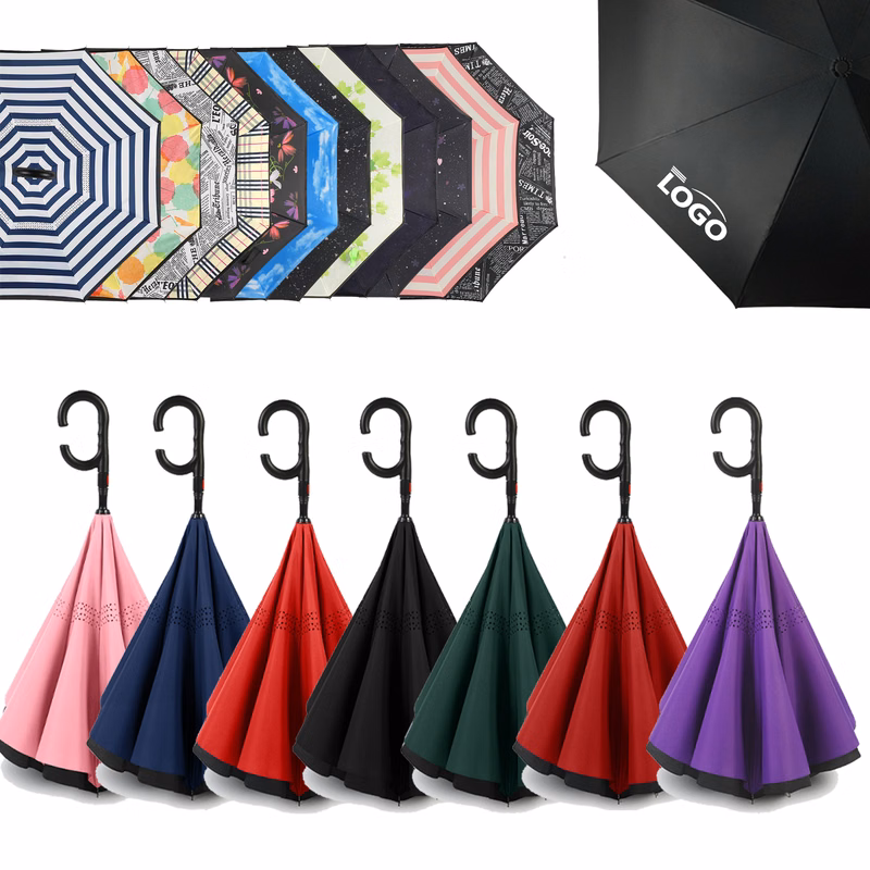 Handle Reverse Fold Umbrella Inverted Double Layer C-Shaped