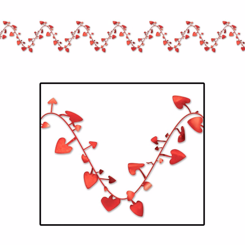 Heart-Shaped Garlands - Red 25'