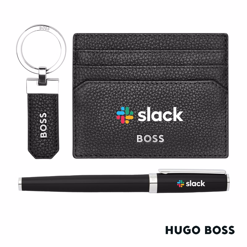 Hugo Boss® Rollerball Pen, Key Ring & Card Holder Set
