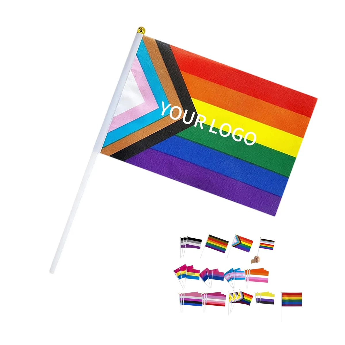 Rainbow Flag Handheld Polyester 1