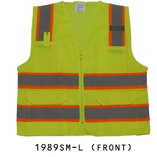 Ansi Class 2 Safety Vest, 2 Tone, Solid/Mesh, Lime 1