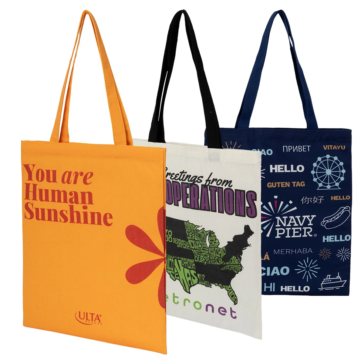 8 Oz. Sublimated Poly Canvas Full Color Tote Bag (14" x 16") 1