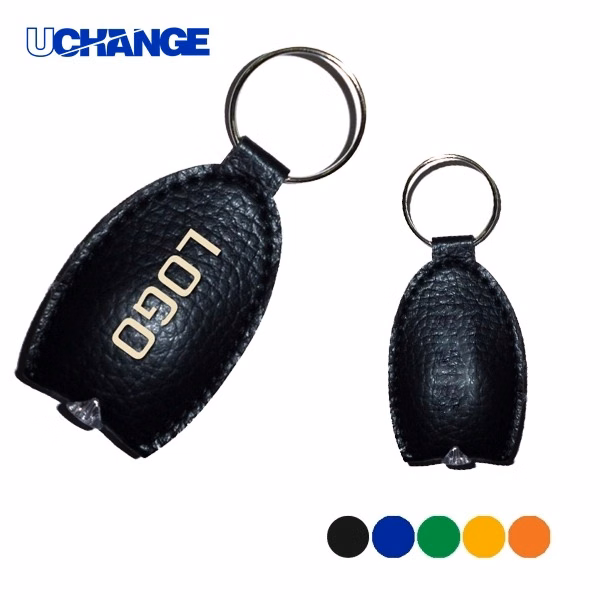 LED Leather Key Ring Lighted Keychain for Visibility & Promotion