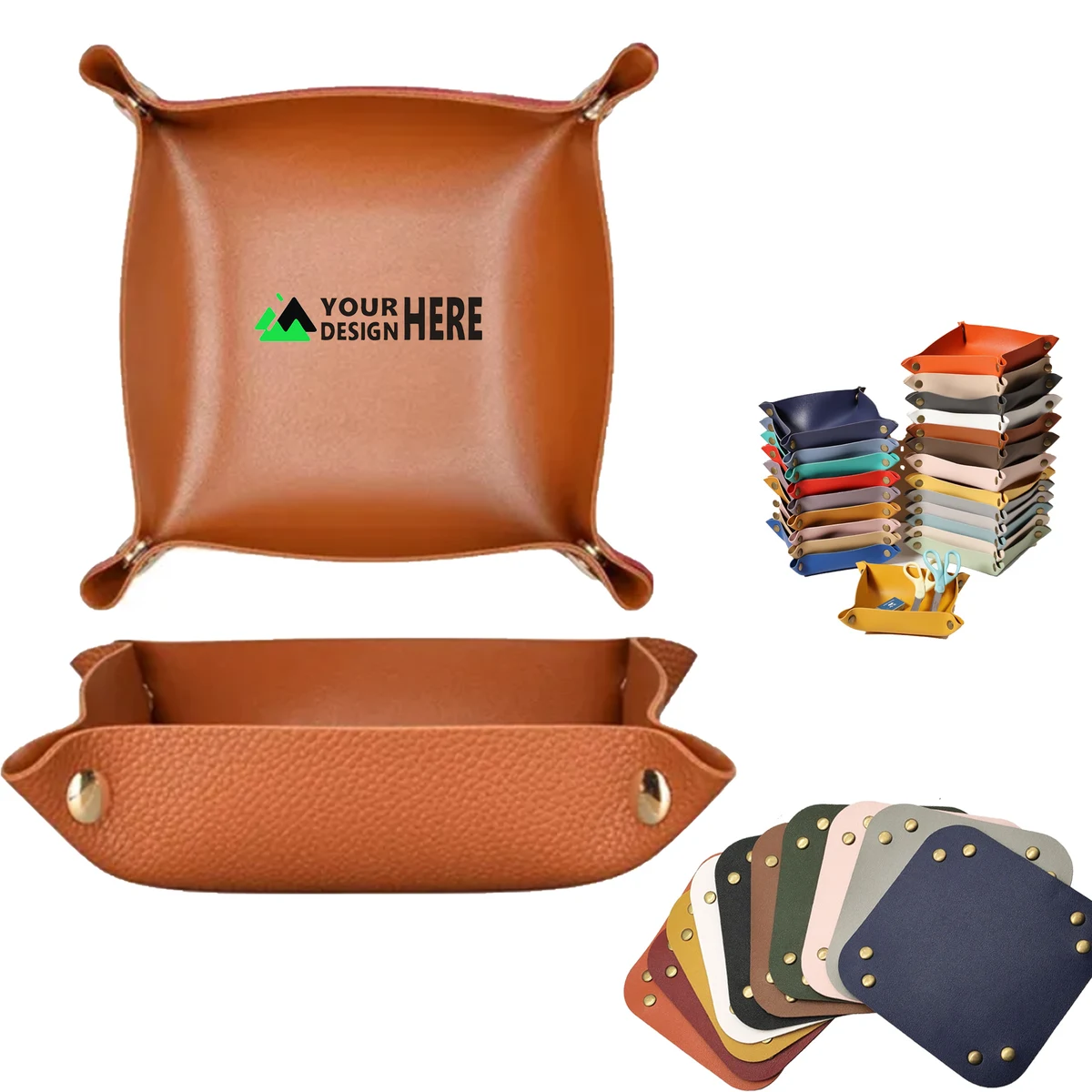 PU Leather Desk Storage Basket Tray 1