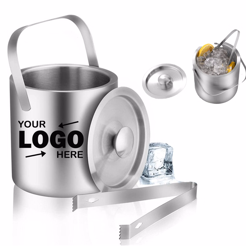 304 Stainless Steel Insulated Ice Bucket With Tongs Set For Parties