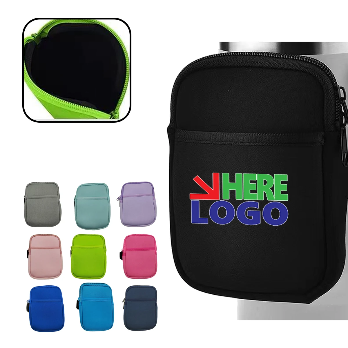 MOQ 20 PCS Neoprene Water Bottle Pouch, custom koozie with logo imprint 1