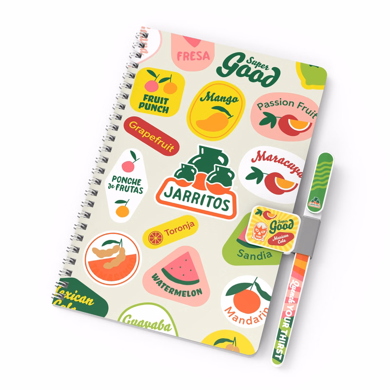More Notes Kit: Notebook, pen and penholder set (side bound)