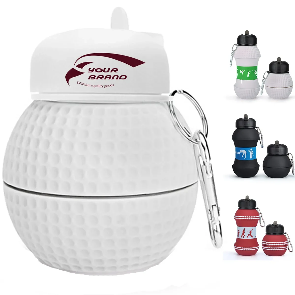 Bowling Foldable Basketball Clip-On Collapsible Water Bottle 1