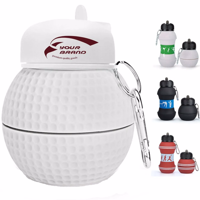 Bowling Foldable Basketball Clip-On Collapsible Water Bottle