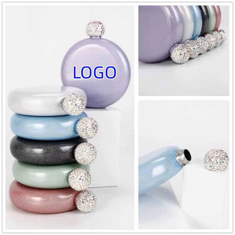 Booze Shot Flask for Women-AB Crystal Lid