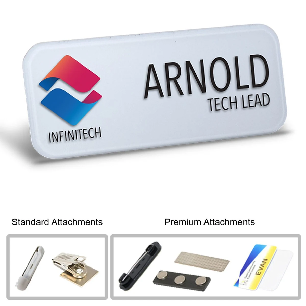 3"W x 1"H Shadow Name Badge w/ Full Color Logo 1