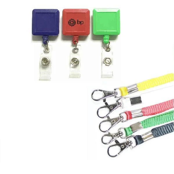 Square 26" retractable badge holder with lanyard. 1