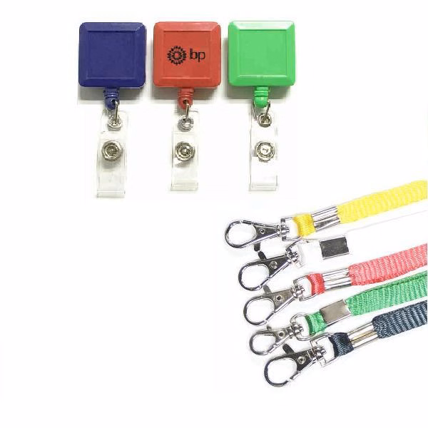 Square 26" retractable badge holder with lanyard.