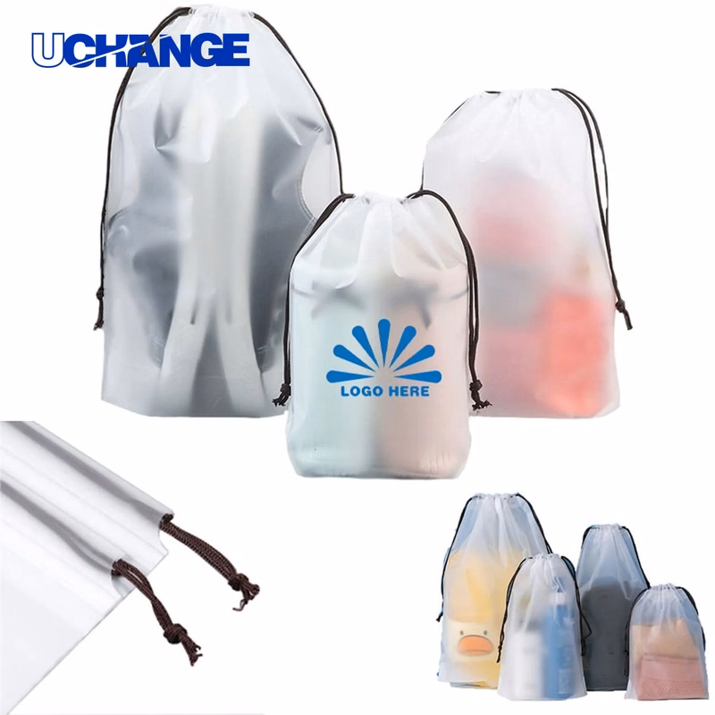 PE Translucent Drawstring Storage Bag Organizer
