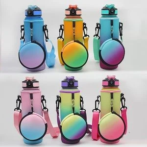 1L Time Marker Water Bottle With Sleeve And Phone Pouch 1