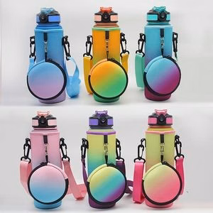 1L Time Marker Water Bottle With Sleeve And Phone Pouch