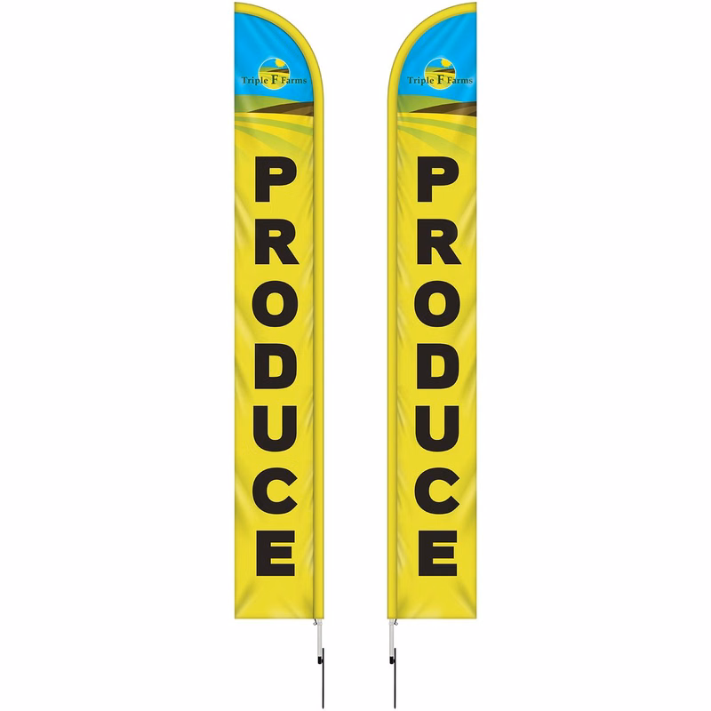 15' Double Sided Half Drop Banner w/ Premium Hardware & Spike