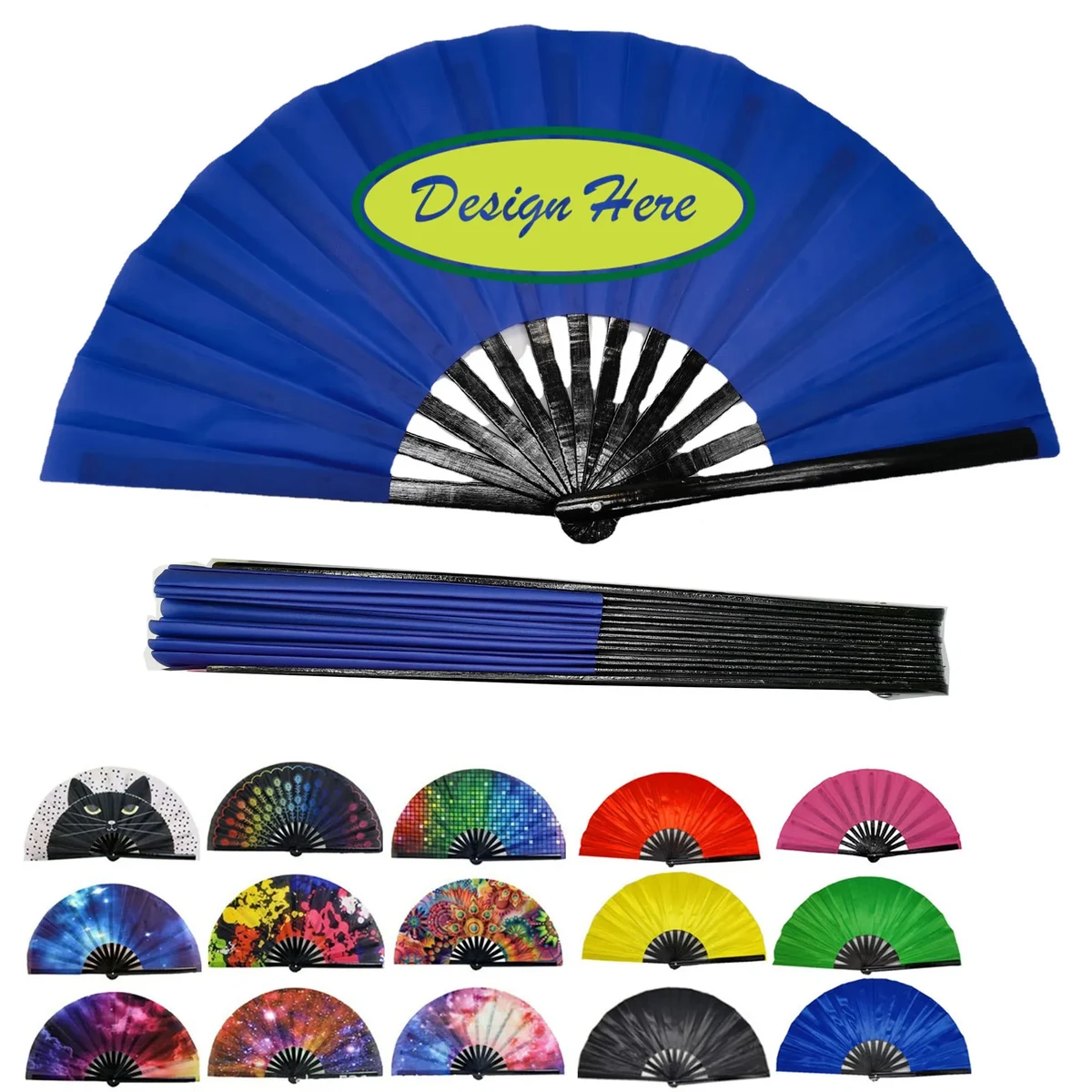 Funny Large Bamboo Fan With UV Reactive Ink 1