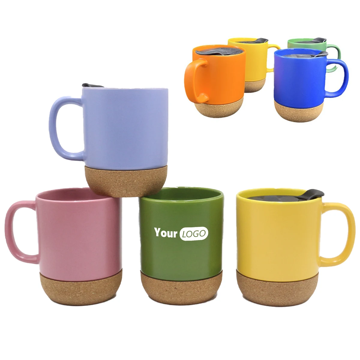 Ceramic Elegant Coffee Mug With Cork Base And Spill-Proof Lid 1