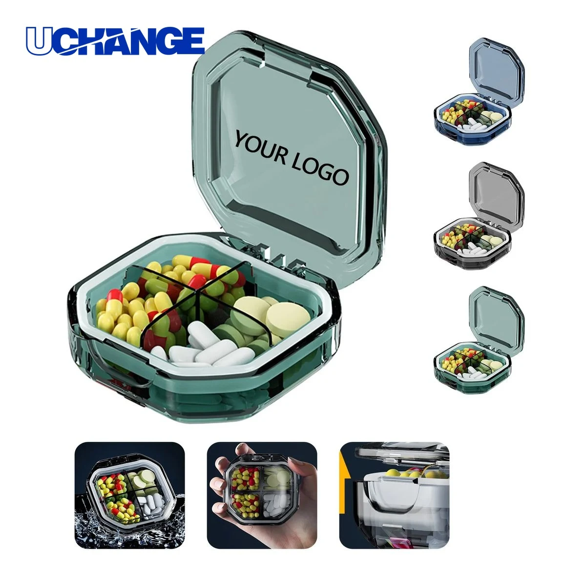 Pill Organizer Case Compact with Silicone Seal for Travel 1