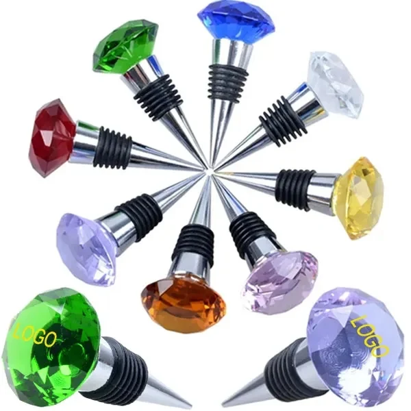Colored Crystal Diamand Cut Wine Stoppers 1