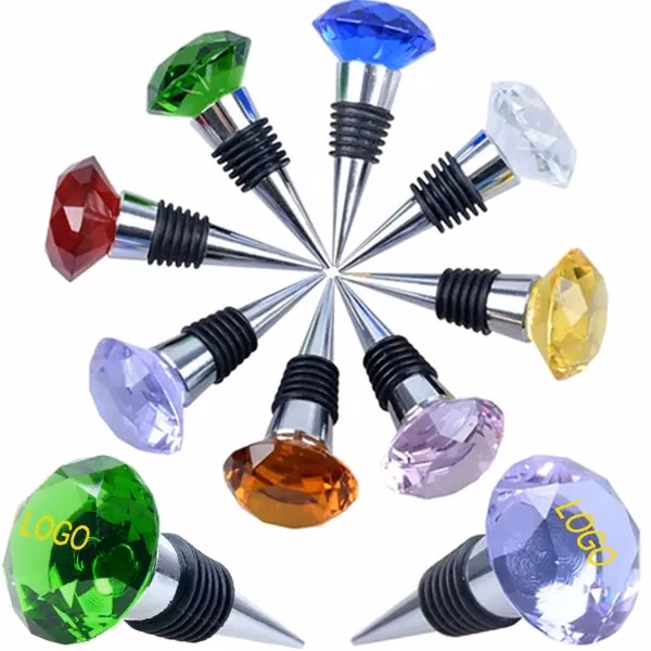 Colored Crystal Diamand Cut Wine Stoppers