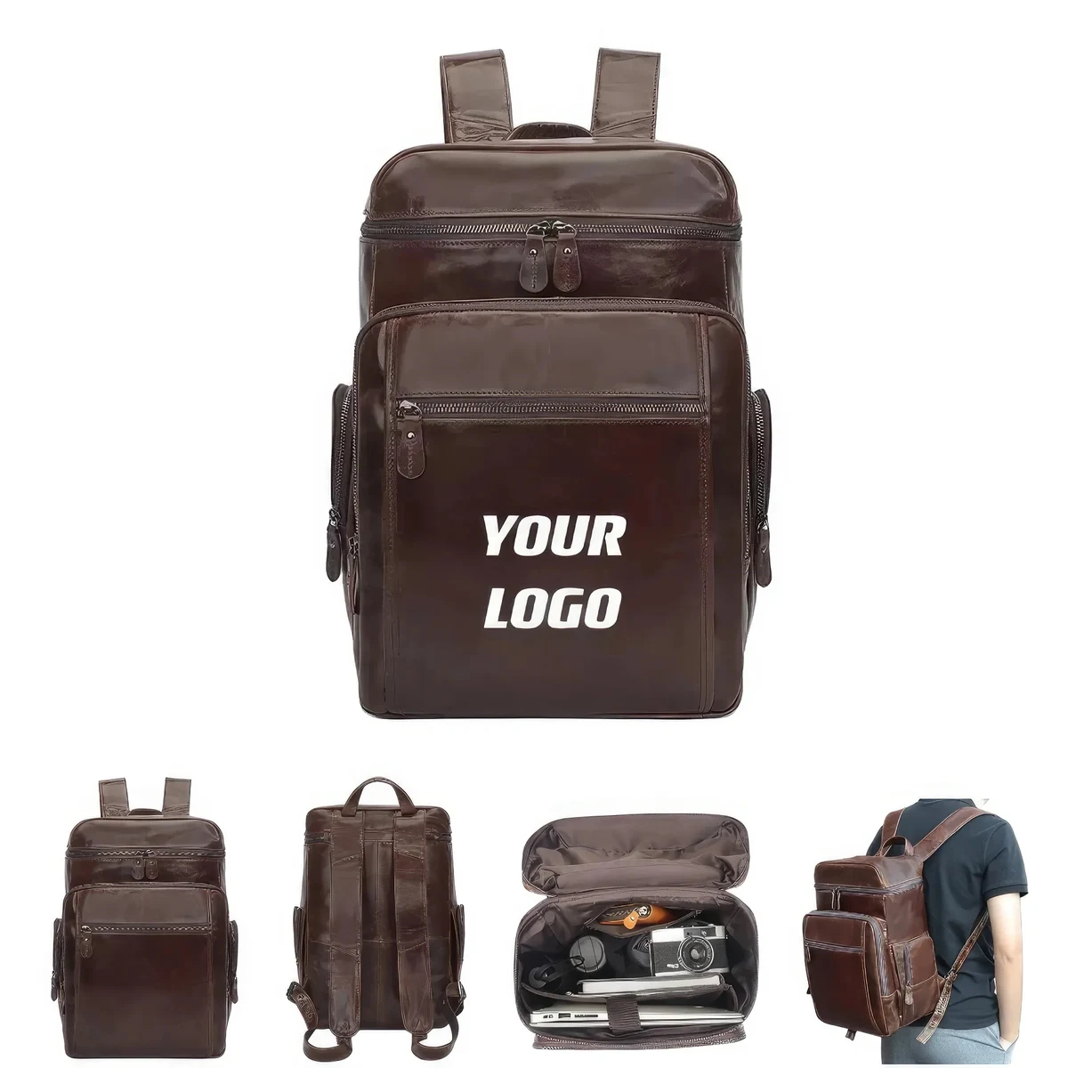 Custom Vintage Genuine Leather Backpack Fit 15.6 " Laptop 1